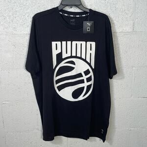 Puma Men's Crewneck Posterize Graphic Basketball T-Shirt black XL